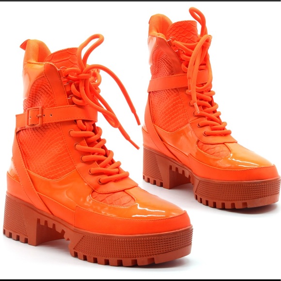 Tangerine neon combat boots orange - Picture 2 of 3